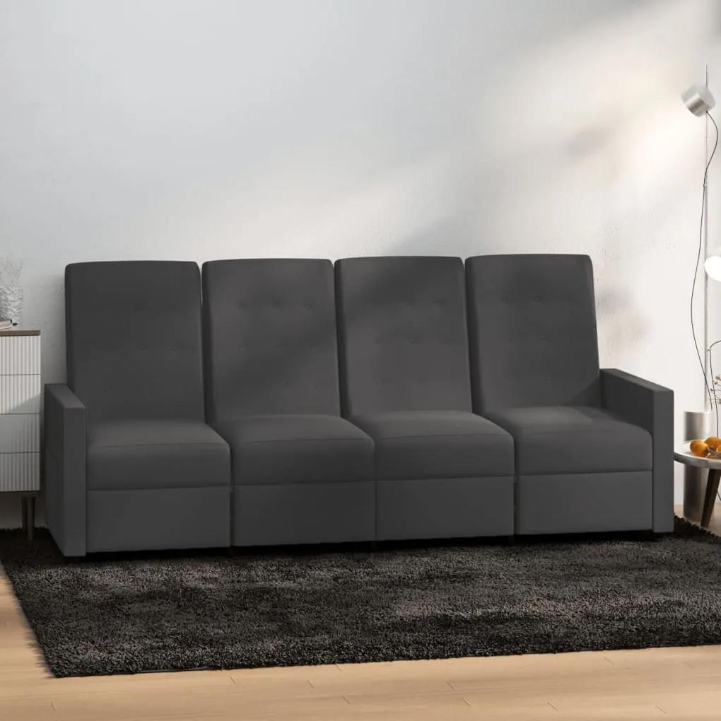 Sofá reclinável de 4 lugares tecido cinzento-escuro