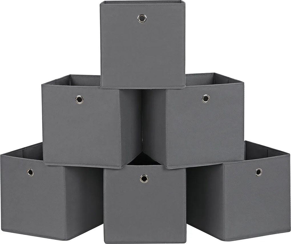 Conjunto 6 Caixas de arrumação 30 x 30 x 30 cm (ESTANTE NÃO INCLUIDA) cinzentas