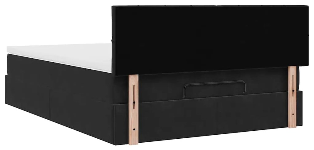 Estrutura de cama otomana com colchão 140x200 cm veludo preto