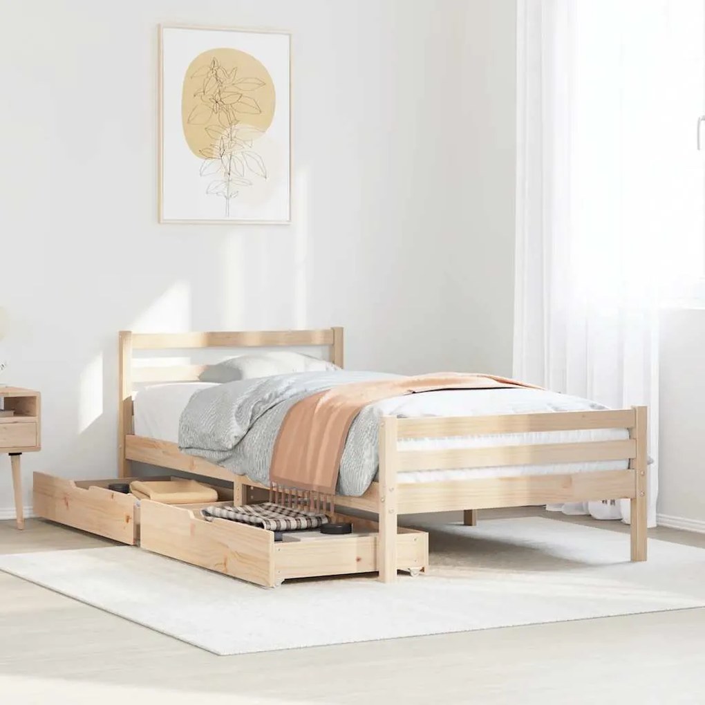 vidaXL Cama sem colchão 100x200 cm madeira de pinho maciça