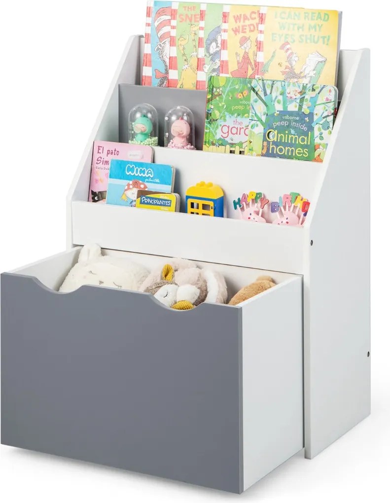 Estante Infantil com Gaveta "Luna" - Organizador de Brinquedos com Rod