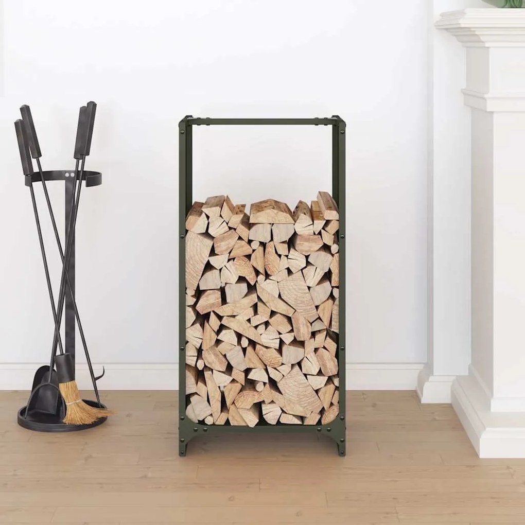 Suporte para lenha aço laminado a frio verde azeitona