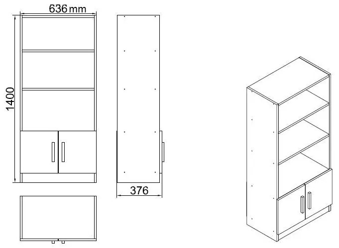 Conjunto de Mobiliário de Escritório VO15 – Branco – Secretária: 140x7