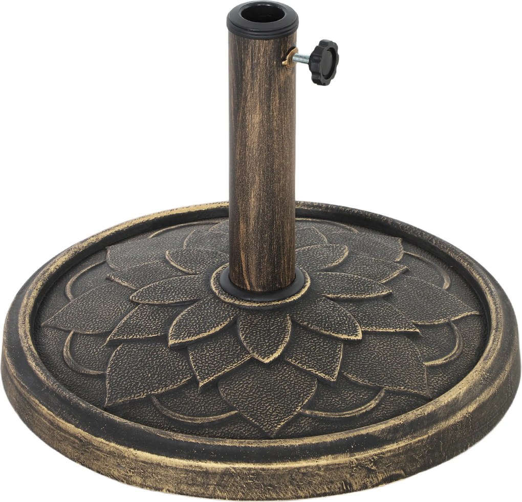 Outsunny Base redonda para guarda-sol de jardim em resina de 12 kg, para hastes de guarda-sol de 32, 38, 48 mm tom bronze | Aosom Portugal
