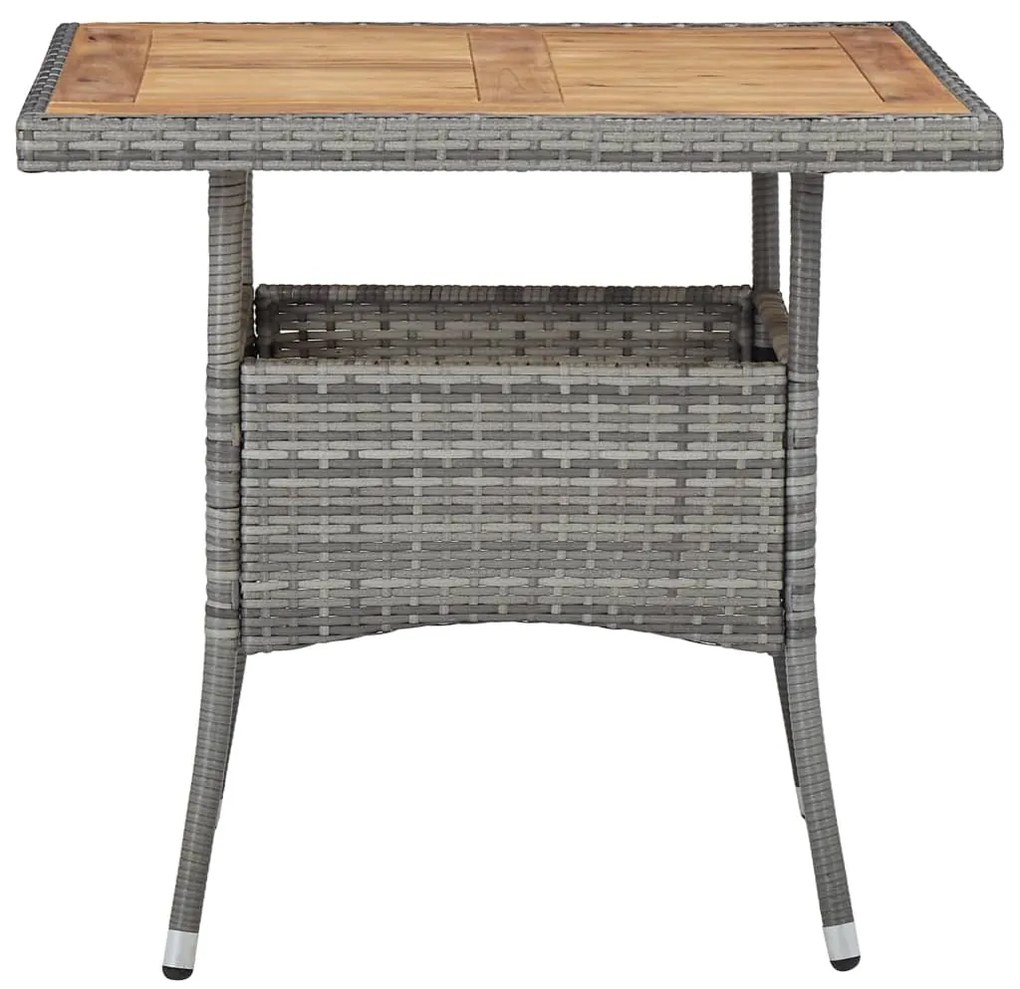 Mesa de jantar para exterior vime PE e acácia maciça cinzento