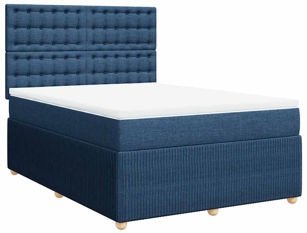 Cama com molas/colchão 140x200 cm tecido azul