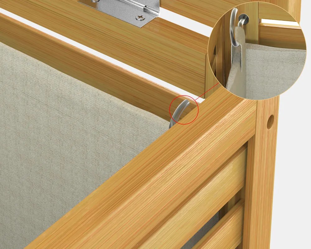 Cesto para roupa suja em bambu 62 L, 51 x 36 x 61 cm Cor Natural