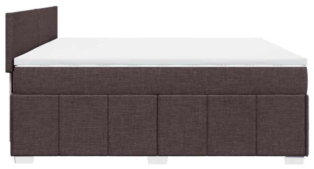 Cama com molas/colchão 200x200 cm tecido castanho-escuro