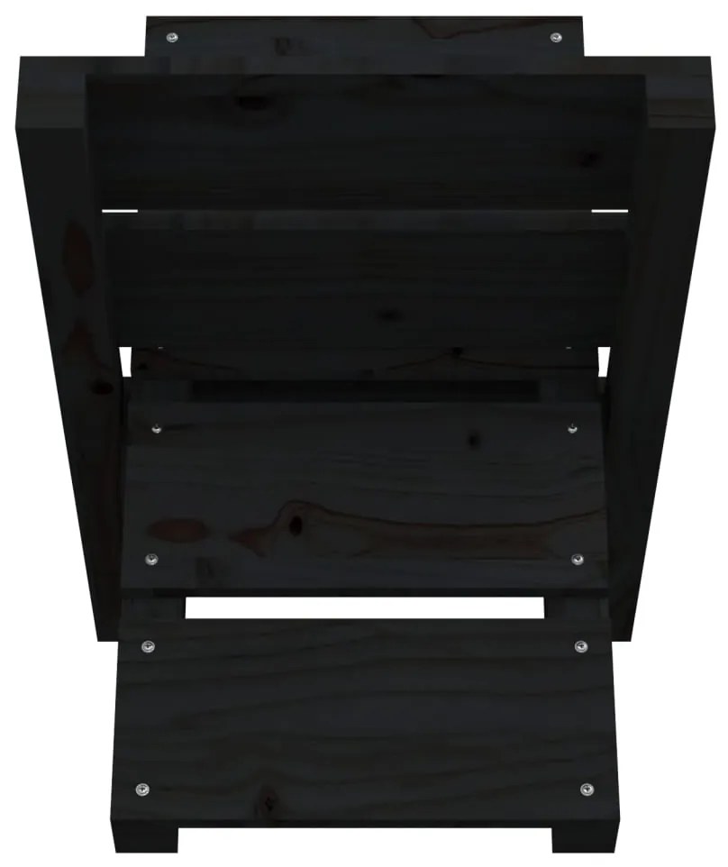 Suporte de lenha 47x39,5x48 cm madeira de pinho maciça preto