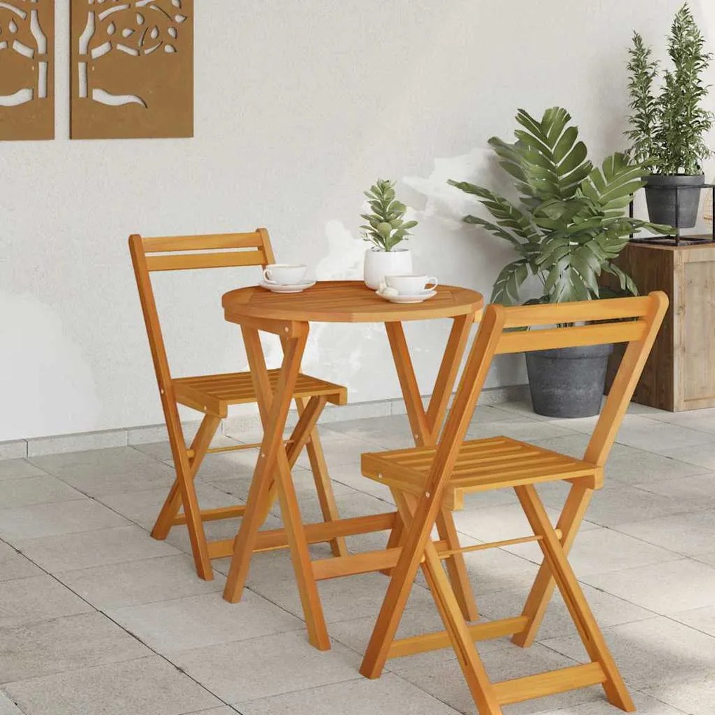Mesa de Jardim Dobrável Redonda Ø60 x 72 cm em madeira de acácia
