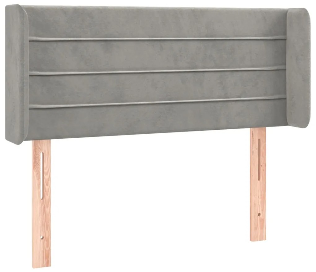 Cabeceira de cama c/ luzes LED veludo 93x16x78/88cm cinza-claro