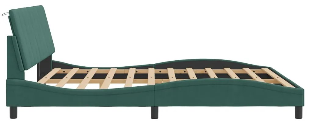 Estrutura de cama sem colchão 180x200 cm veludo verde-escuro