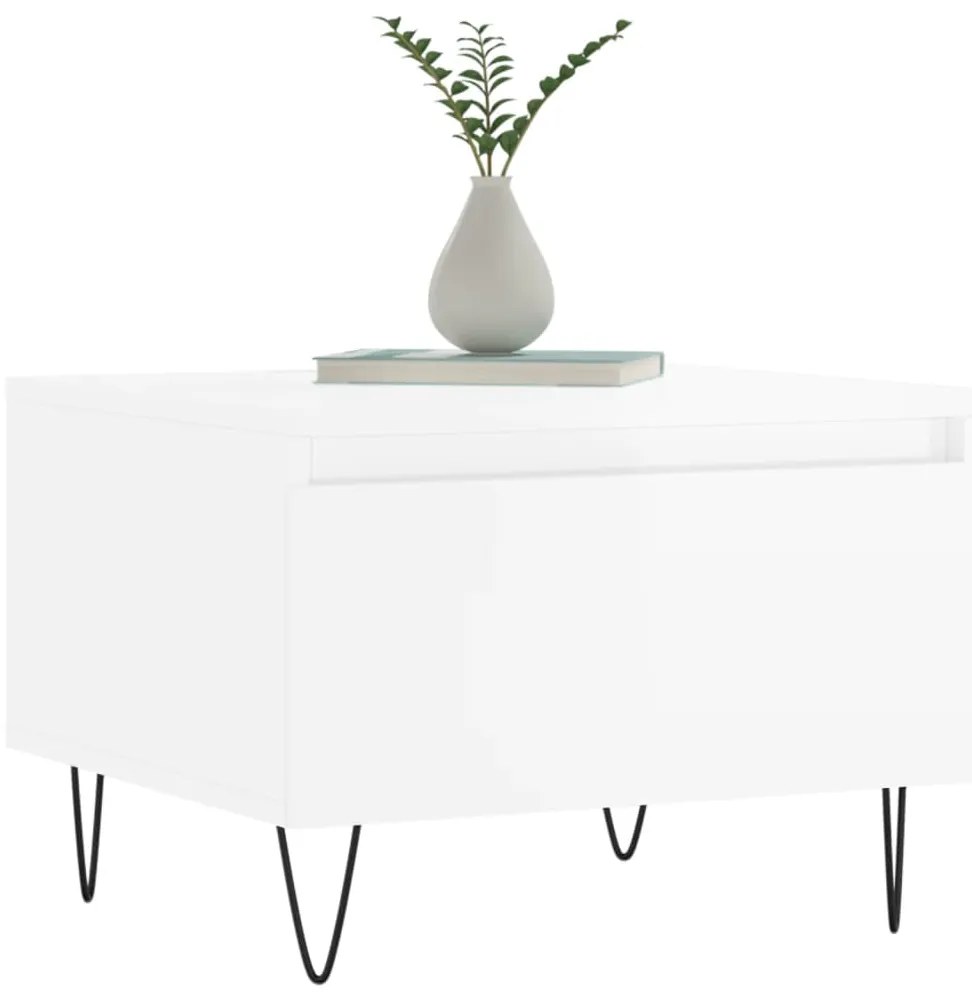 Mesas de centro 2pcs 50x46x35cm deriv. madeira branco brilhante