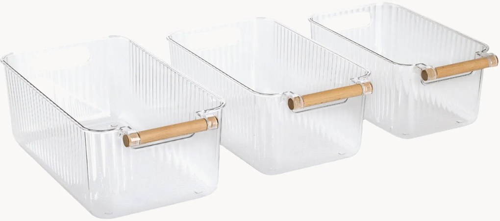 Caixas de arrumação com pegas de bambu Josie, conjunto de 3