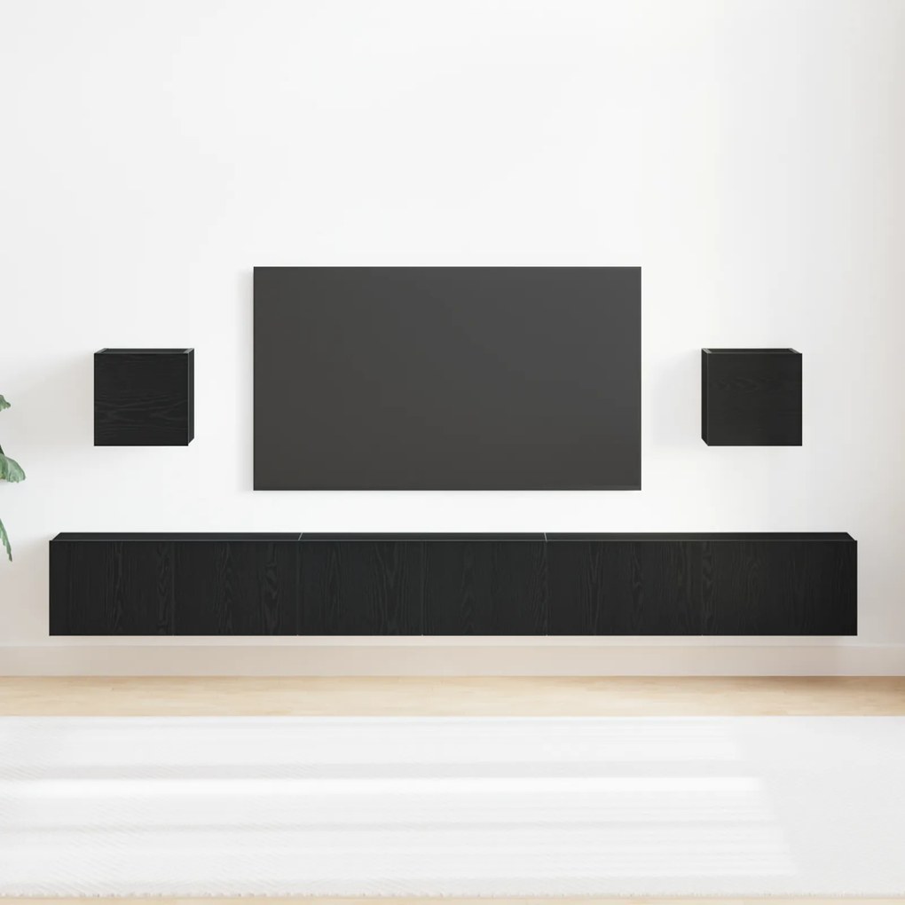 Conjunto de 7 Peças de Armários para TV vidaXL Carvalho Preto Madeira