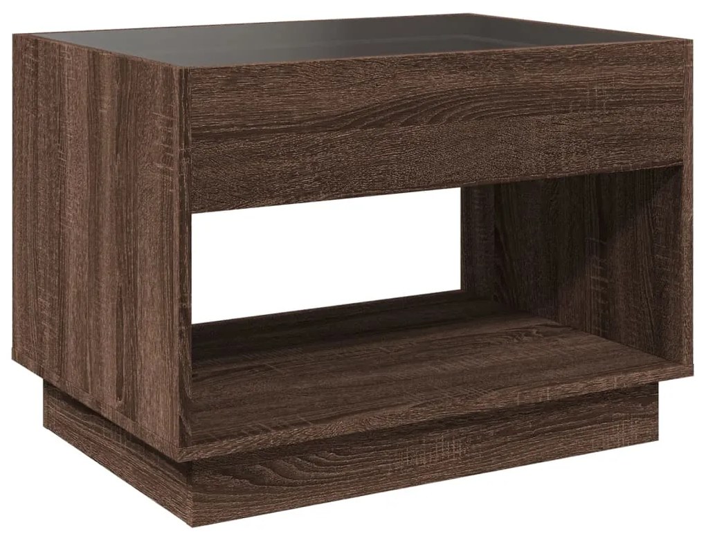 Mesa de centro luzes LED Infinity 70x50x50 cm carvalho castanho