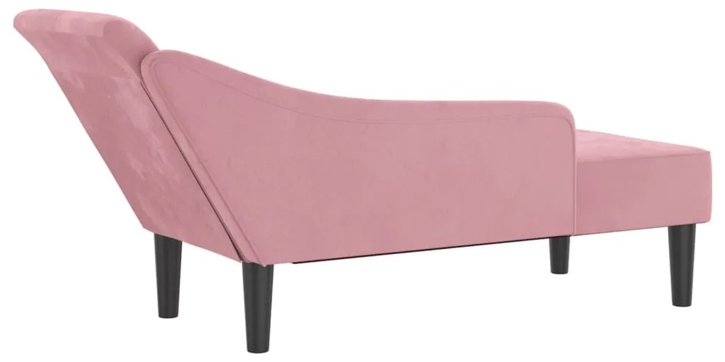 Chaise longue com almofadões veludo rosa