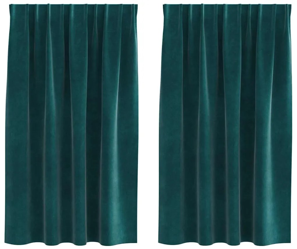 Cortinas Blackout vidaXL com fita superior 2 pcs Veludo Verde Escuro