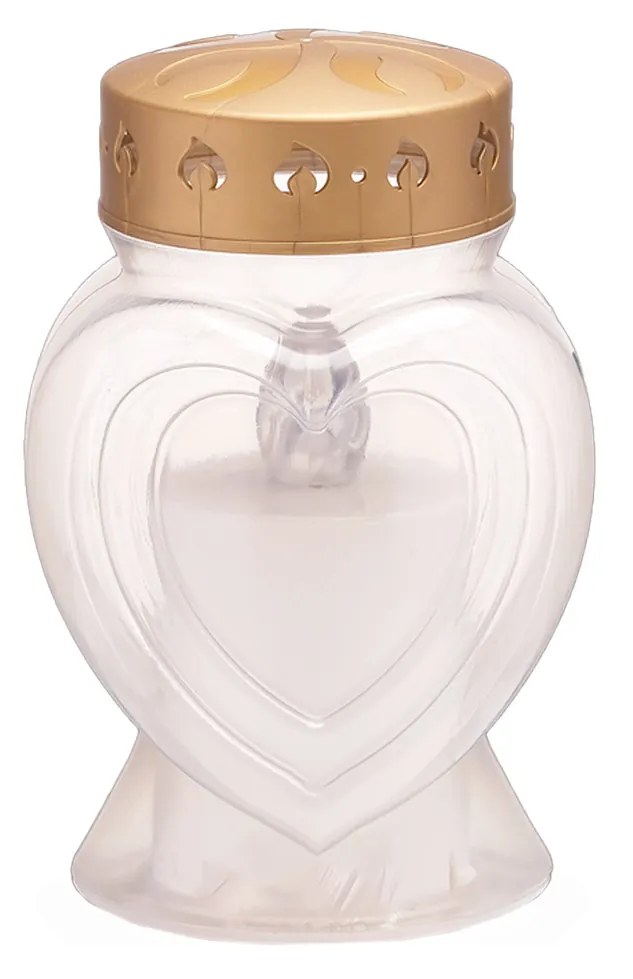 Círio Elétrico Coração 60 Dias Branco 9.7X8.3X15cm