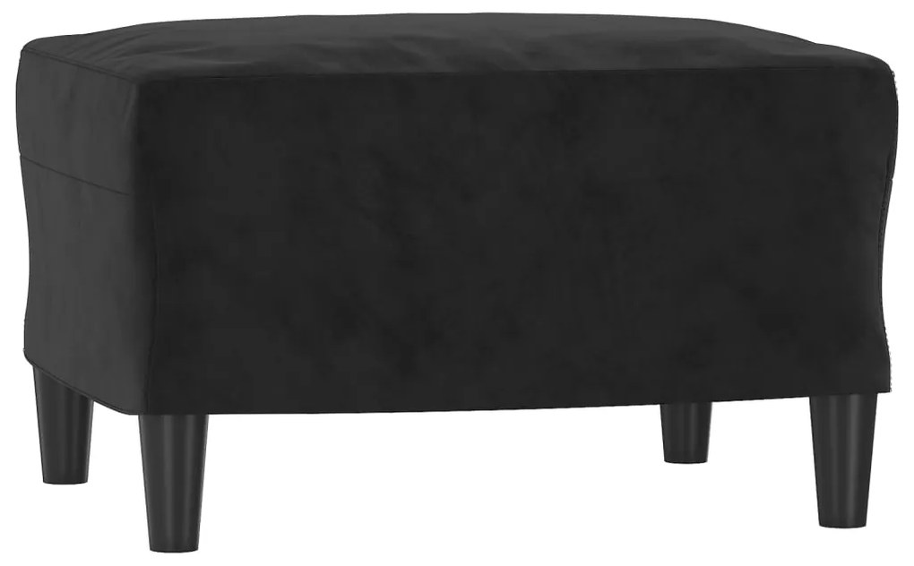 Sofá Hope Chaise Longue -  Com Apóio de Pés - Cor Preto - Em Veludo -