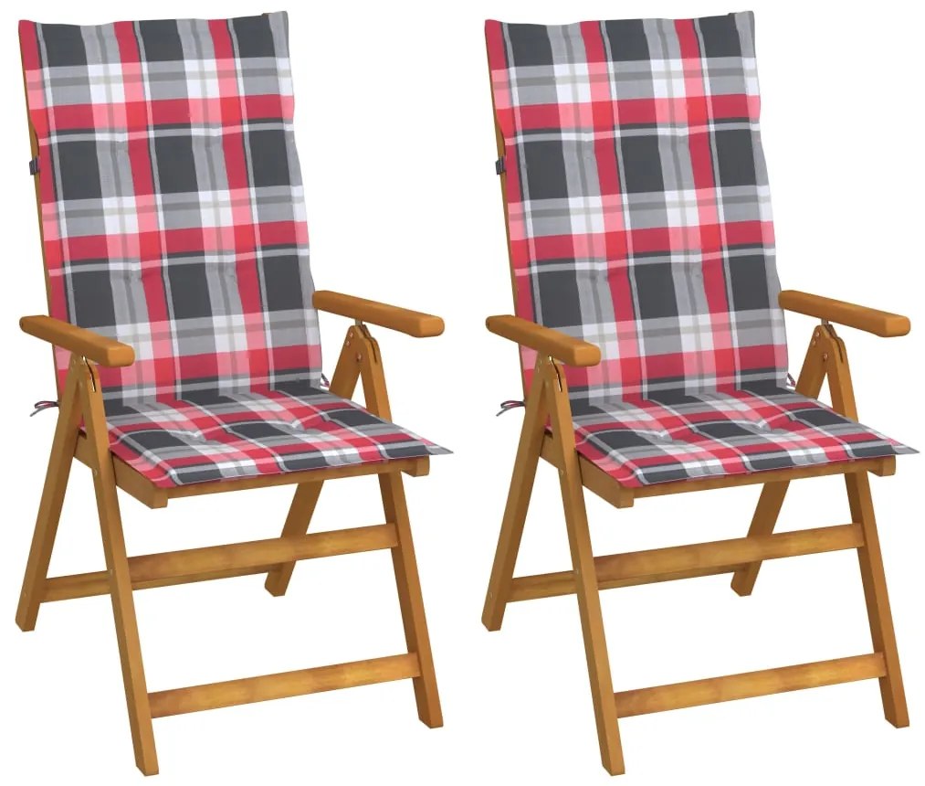 vidaXL Cadeiras jardim reclináveis c/ almofadões 2 pcs acácia maciça