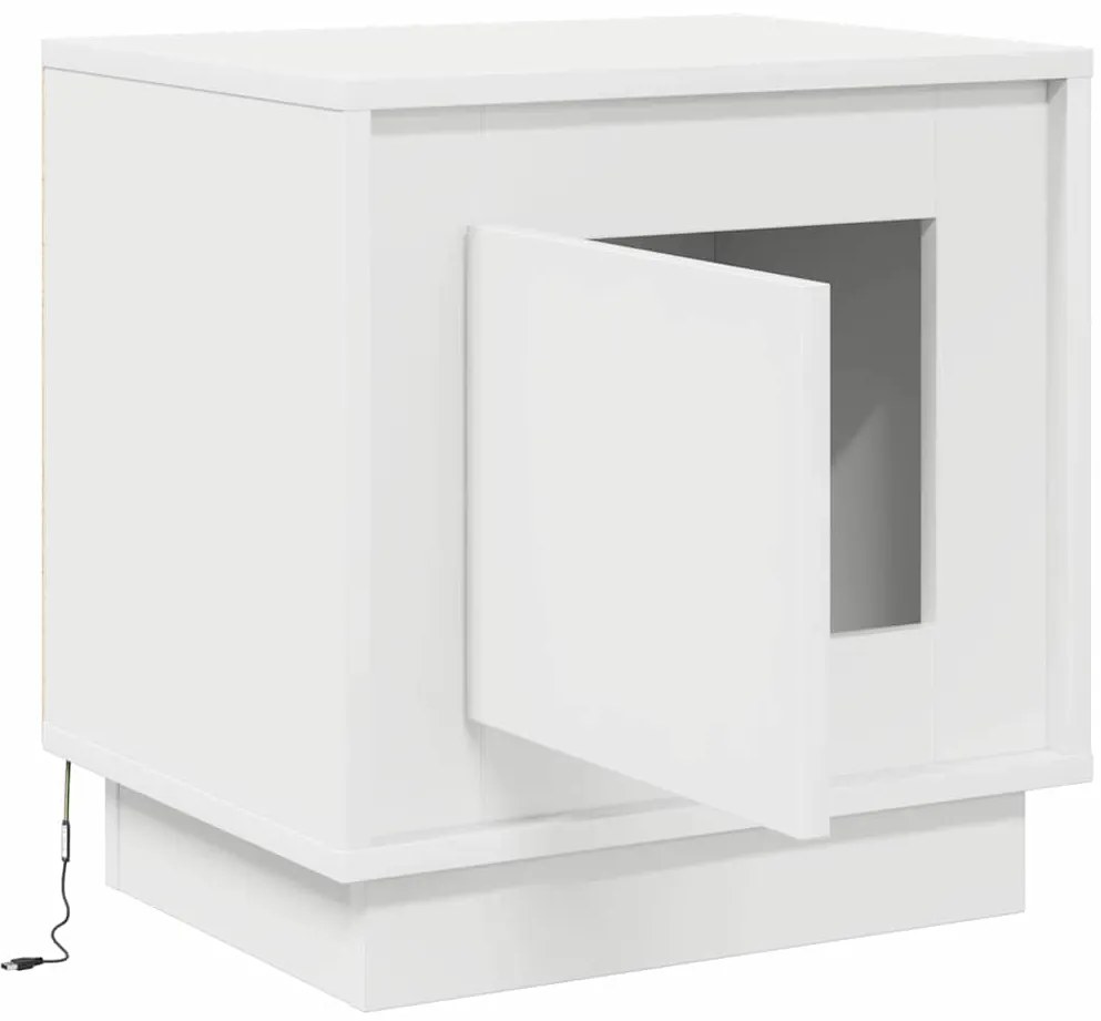 Mesa de cabeceira com luzes LED Branca 44x34,5x45 cm