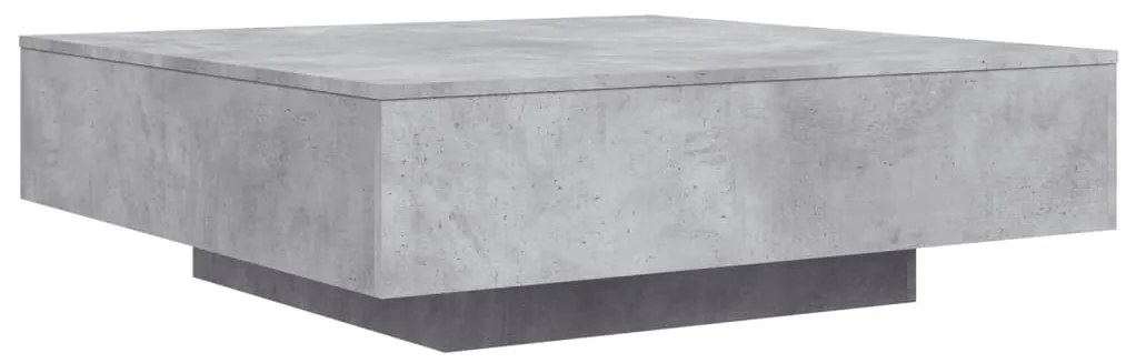 Mesa de centro com luzes LED 100x100x31 cm cinzento cimento