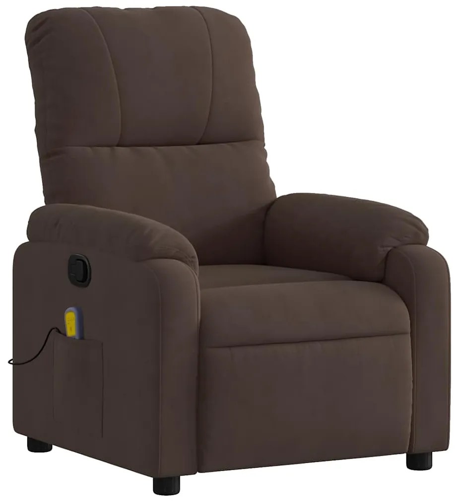Poltrona de massagens reclinável tecido de microfibra castanho