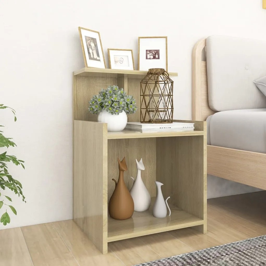 vidaXL Mesa de cabeceira 40x35x60 cm derivados madeira carvalho sonoma