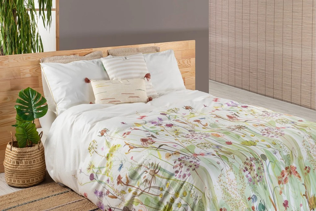 Jogo saco edredão 100% algodão percal - Ref. Flora Gamanatura: 1 Saco cama 240x220 cm + 2 fronhas 50x70 cm