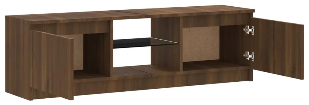 Móvel de TV com luzes LED 120x30x35,5 cm carvalho castanho