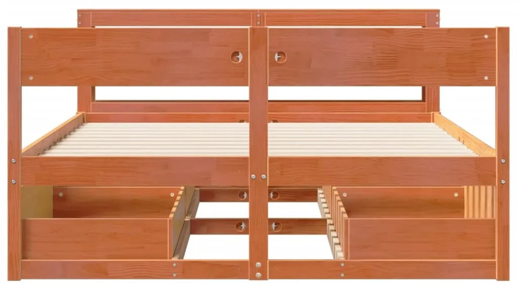 Cama sem colchão 140x190 cm pinho maciço castanho-mel
