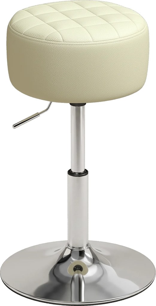 HOMCOM Banco de Bar em Pele PU com Altura Regulável, Assento Acolchoado Espesso, Giratório 360°, para Ilha, Branco | Aosom Portugal