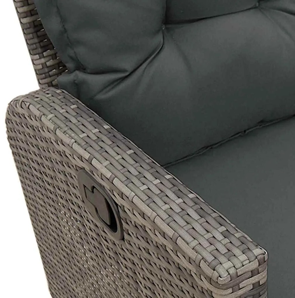 3 pcs conjunto sofás de jardim com almofadões em L vime PE