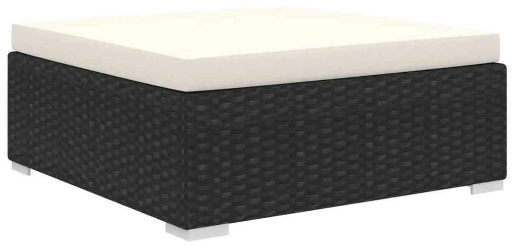 11 pcs conjunto lounge de jardim c/ almofadões vime PE preto