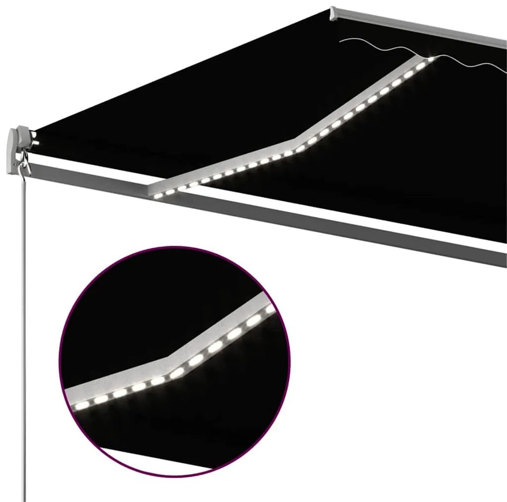 Toldo automático com LED e sensor de vento 600x300 cm antracite