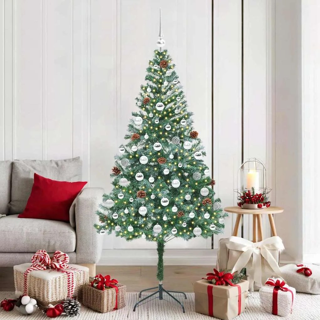 vidaXL Árvore de Natal Artificial com 300 LEDs Verde 180 cm PVC e Aço