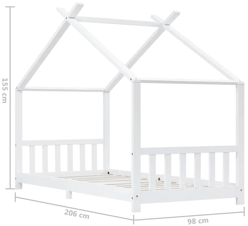 Estrutura de cama para crianças 90x200 cm pinho maciço branco