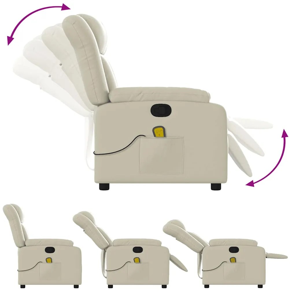 Poltrona de massagens reclinável couro artificial cor creme