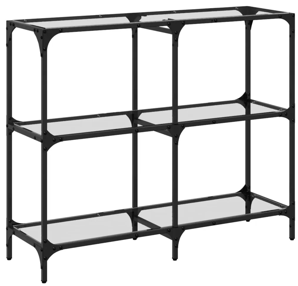 Mesa consola com tampo em vidro transparente 98x30x81 cm aço
