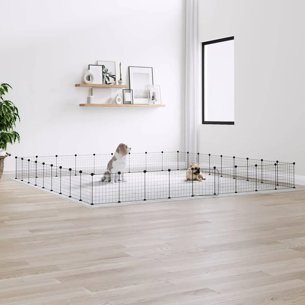 vidaXL Gaiola p/ animais de 36 painéis c/ porta 35x35 cm aço preto