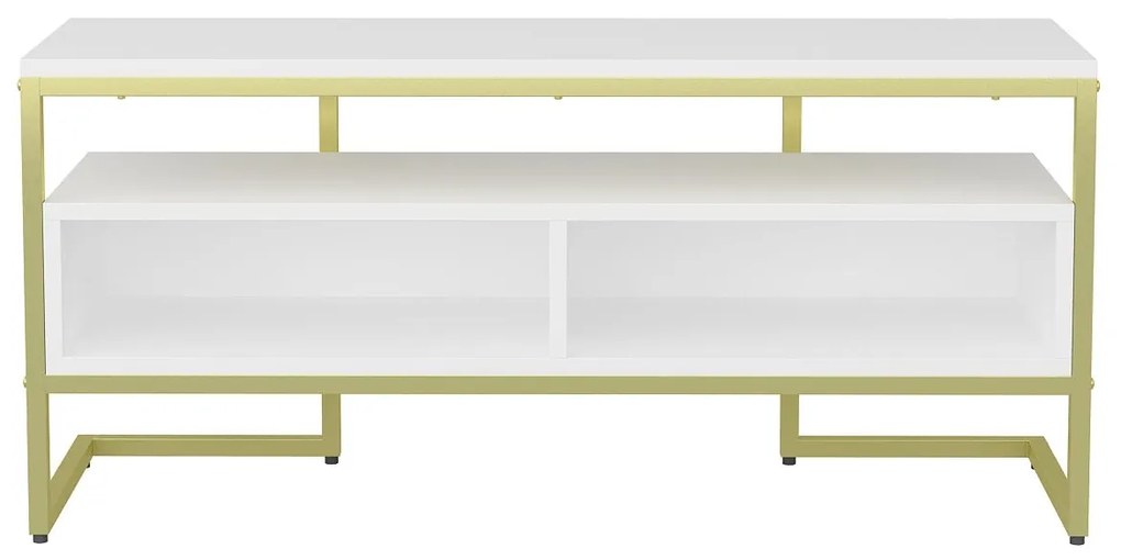 Suporte de TV Merrion – Branco e Dourado – 110 cm x 35 cm x 49,9 cm