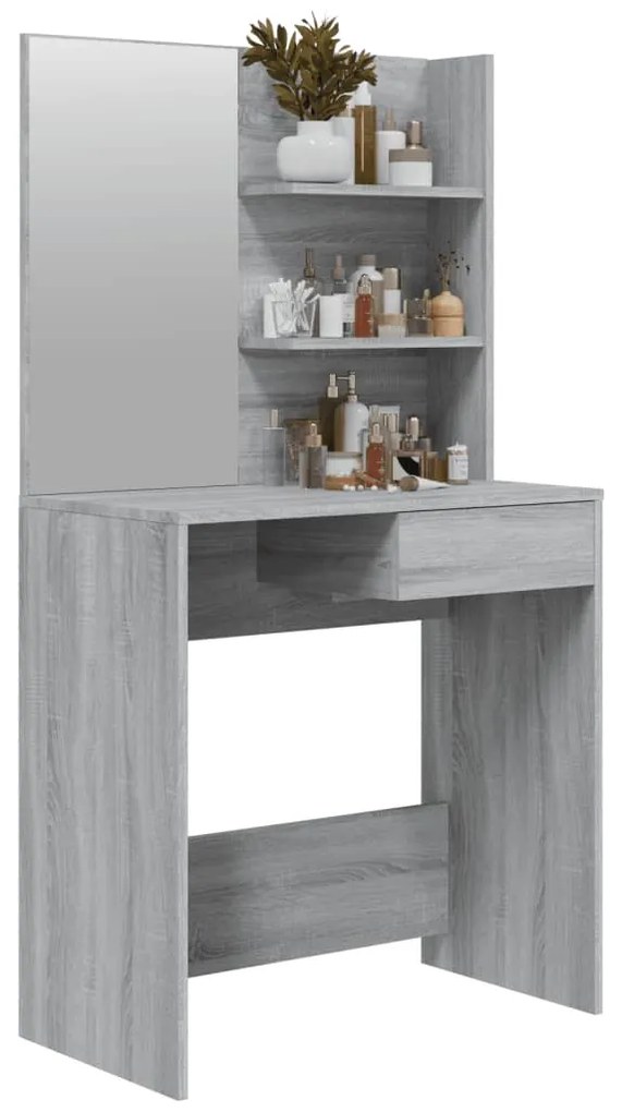 Toucador com espelho 74,5x40x141 cm cor sonoma cinzento