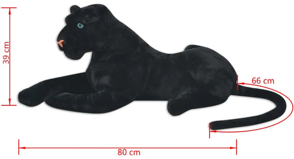 Pantera de peluche, preto, XXL