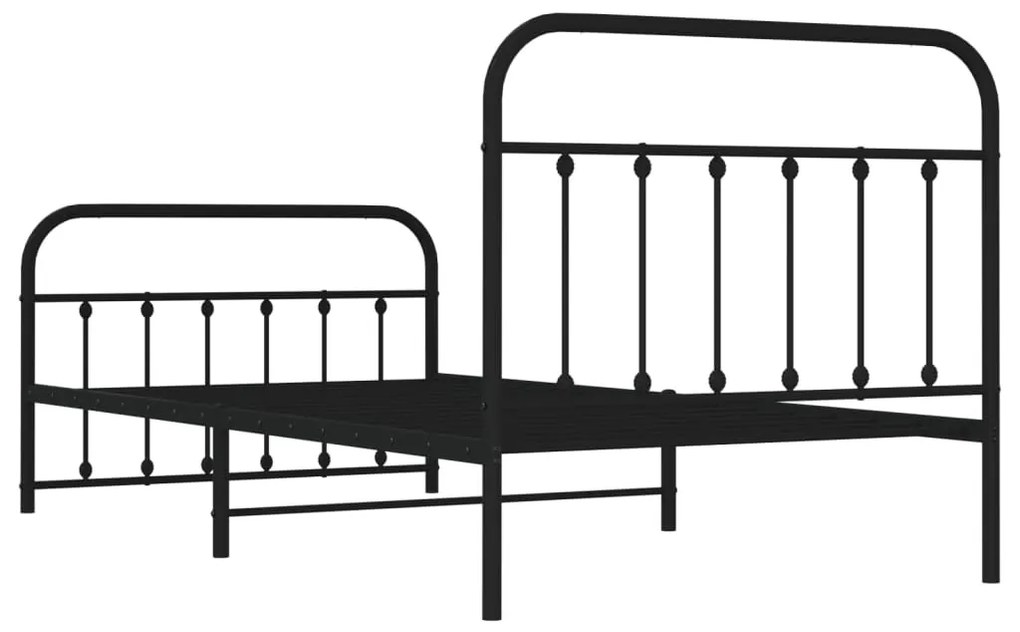 Estrutura de cama com cabeceira e pés 107x203 cm metal preto