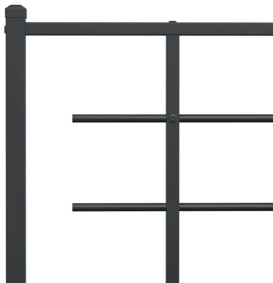 Estrutura de cama com cabeceira e pés 140x190 cm metal preto