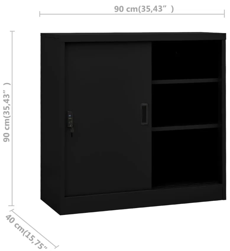 Armário de escritório c/ porta deslizante 90x40x90 cm aço preto