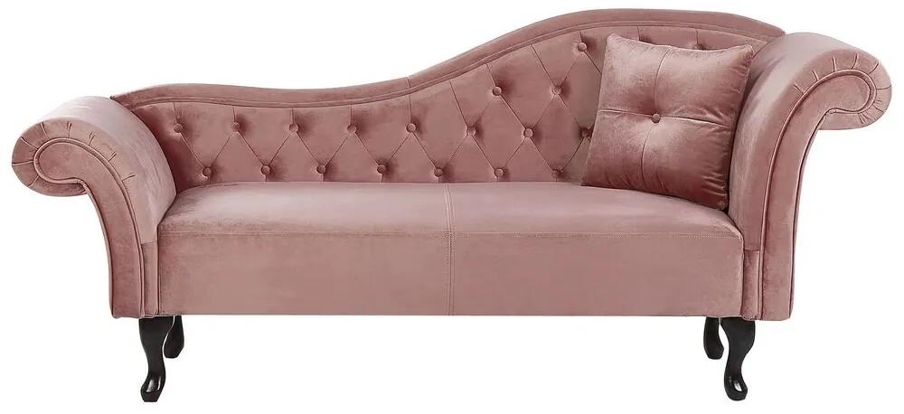 Chaise-longue em veludo rosa versão à direita LATTES Beliani