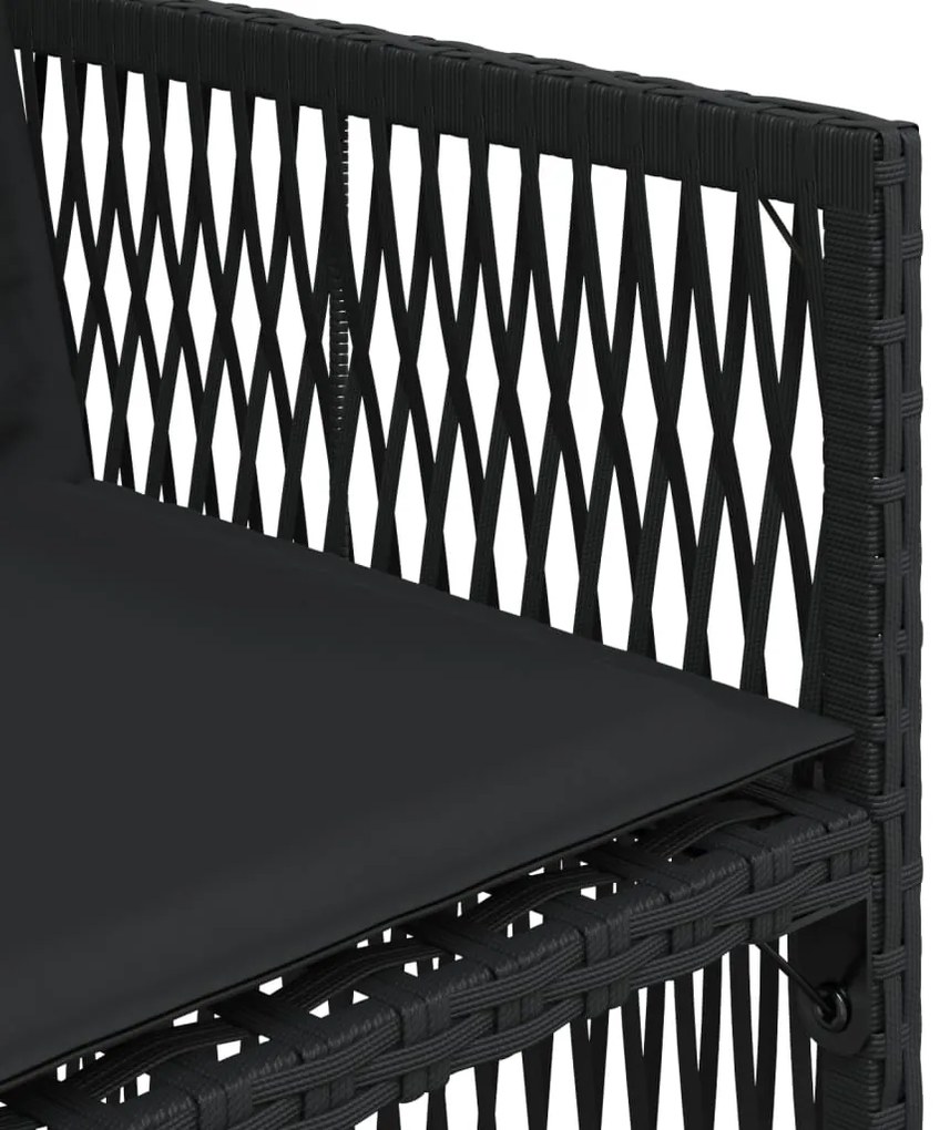 Cadeiras de jardim com almofadões 4 pcs vime PE preto
