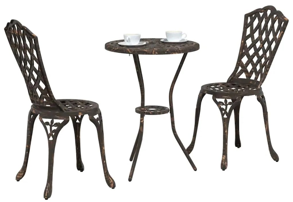 Conjunto de Bistrô de Jardim 3 Peças vidaXL em Alumínio Fundido Bronze